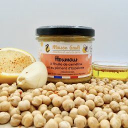 Houmous à l&#039;huile de caméline et au piment d&#039;Espelette