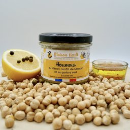 Houmous au citron confit et au poivre vert